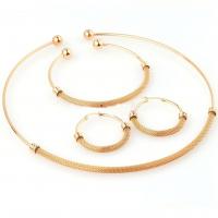 Fashion Stainless Steel Jewelry Sets, collar & cuff bangle & earring, plated, three pieces & for woman 145mm,62mm,42mm 