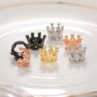 Cubic Zirconia Micro Pave Brass Beads, Crown, plated, micro pave cubic zirconia Approx 5mm 