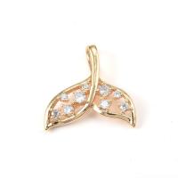 Cubic Zirconia Micro Pave Brass Pendant, Mermaid, plated, micro pave cubic zirconia, golden 