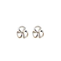 Pendientes de Perno de Aleación de Zinc, Trébol de tres hojas, chapado, para mujer, plateado, 7x7mm, Vendido por Par