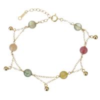 pulsera de Turmalina, con Oro-llenado, con 1.5 lnch extender cadena, para mujer, multicolor, 3x5mm,6mm, longitud:aproximado 6 Inch, Vendido por UD