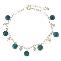 Edelstein Armbänder, Apatite, mit gold-gefüllt & Natürliche kultivierte Süßwasserperlen, für Frau, blau, 6.5x9mm,3.5x6mm, Länge:ca. 8 ZollInch, verkauft von PC