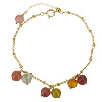 pulsera de Turmalina, con Oro-llenado, con 1 lnch extender cadena, 14K lleno de oro, para mujer, multicolor, 6mm,1mm, longitud:aproximado 6 Inch, Vendido por Sarta