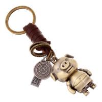 Zinc Alloy Key Clasp, with PU Leather, Pig, Unisex 