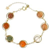 Bracelet Agate rouge du Yunnan, Agate salée, avec Doublé or, 14K rempli d’or, pour femme, multicolore Environ 8 pouce, Vendu par PC