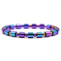 Pulseras magnéticas, Hematite, chapado en colorido, unisexo, más colores para la opción, 6mm, longitud:19 cm, Vendido por UD