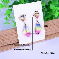 Pendientes Gota de Cristal, chapado en color dorado, micro arcilla de zirconia cúbica & para mujer, más colores para la opción, 14x36mm, Vendido por Par