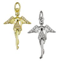 Cubic Zirconia Micro Pave Brass Pendant, Angel, plated, micro pave cubic zirconia Approx 3.5mm 