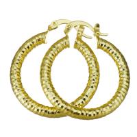 Brass Hoop Earring, Donut, gold color plated, for woman 