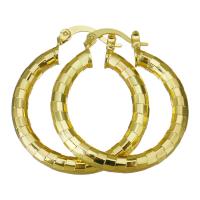 Brass Hoop Earring, Donut, gold color plated, for woman 