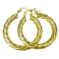 Brass Hoop Earring, Donut, gold color plated, for woman 