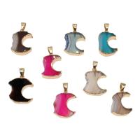 Ice Quartz Agate Pendants, Brass, with Agate 