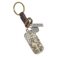 Zinc Alloy Key Clasp, with PU Leather, for man, brown 