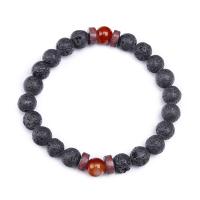 Gemstone Bracelets, Lava, with Gemstone & Wood, Unisex & radiation protection 8mm cm 