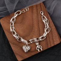 Brass Bracelets, silver color plated, for woman Approx 7.87 Inch 