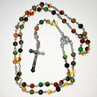 Collar de Rosario, Ágata, con metal, unisexo, color mixto, longitud:18 Inch, Vendido por UD