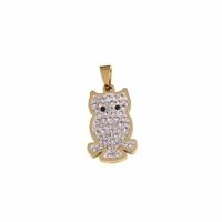 Pendentifs en titane, Acier titane, hibou, poli, unisexe & avec strass, doré Vendu par PC