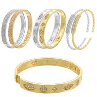 Messing Manschette Armband, goldfarben plattiert, Einstellbar & verschiedene Stile für Wahl & Micro pave Zirkonia, 5.8*3mm,7.85mm, Innendurchmesser:ca. 180,175mm, verkauft von PC