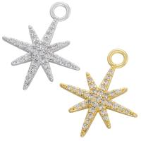 Cubic Zirconia Micro Pave Brass Pendant, Eight Point Star, plated, micro pave cubic zirconia Approx 2.5mm 