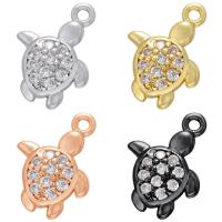 Cubic Zirconia Micro Pave Brass Pendant, Turtle, plated, micro pave cubic zirconia Approx 0.9mm 