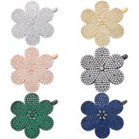 Cubic Zirconia Micro Pave Brass Pendant, Flower, plated, micro pave cubic zirconia Approx 2.3mm 