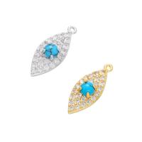 Cubic Zirconia Micro Pave Brass Pendant, with turquoise, plated, micro pave cubic zirconia 