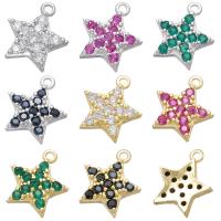 Cubic Zirconia Micro Pave Brass Pendant, Star, plated, micro pave cubic zirconia Approx 1mm 