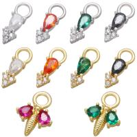 Cubic Zirconia Micro Pave Brass Pendant, plated & micro pave cubic zirconia 5*12mm,9.5*12.5mm Approx 2.8mm 