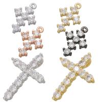 Cubic Zirconia Micro Pave Brass Pendant, Cross, plated & micro pave cubic zirconia 8*12.5mm,20.5*27.5mm 