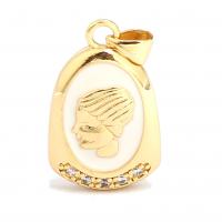 Cubic Zirconia Micro Pave Brass Pendant, gold color plated, micro pave cubic zirconia & enamel 