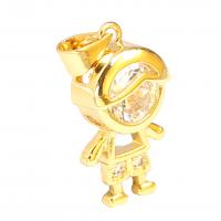 Cubic Zirconia Micro Pave Brass Pendant, 18K gold plated & micro pave cubic zirconia 