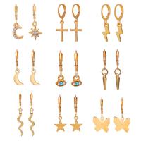 Huggie Hoop Drop Earring, Zinc Alloy, nine pieces & fashion jewelry & for woman & with rhinestone 