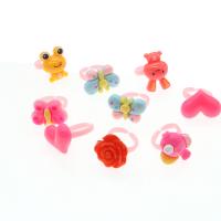 Children Finger Ring, Acrylic, Animal, for children, pink 