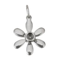 Stainless Steel Pendant Setting, Flower, DIY, original color 2mm 