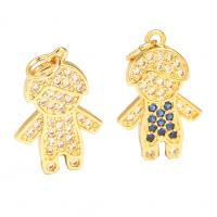 Cubic Zirconia Micro Pave Brass Pendant, Boy, 18K gold plated, micro pave cubic zirconia 