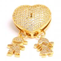 Cubic Zirconia Micro Pave Brass Pendant, 18K gold plated, micro pave cubic zirconia 