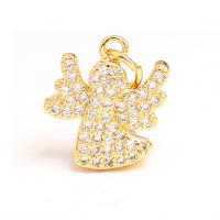 Cubic Zirconia Micro Pave Brass Pendant, Angel, 18K gold plated, micro pave cubic zirconia 