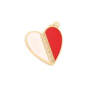 Cubic Zirconia Micro Pave Brass Pendant, Heart, 18K gold plated, micro pave cubic zirconia & epoxy gel 