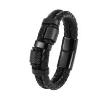 PU Leder Armband, mit Edelstahl, plattiert, gefärbt & für den Menschen, keine, 220mm, verkauft von PC