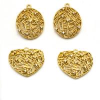 Rhinestone Brass Pendants, gold color plated & with rhinestone & hollow, nickel, lead & cadmium free 