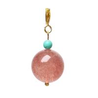 Natural Quartz Pendants, Zinc Alloy, with Strawberry Quartz, handmade, pink 