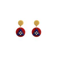 Boucle d'oreille dormeuses résine, Placage de couleur d'or, styles différents pour le choix & pour femme, couleurs mélangées Vendu par paire