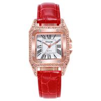 Women Wrist Watch, Zinc Alloy, with PU Leather & Glass, fashion jewelry & for woman & with rhinestone 