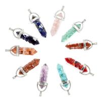 Gemstone Zinc Alloy Pendants, with Plastic & Gemstone 