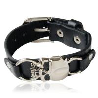 bracelet de cordon en PU , cuir PU, avec alliage de zinc, unisexe, noire Vendu par PC