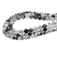 Perles Quartz rutile, Quartz rutile noir, Rond, DIY & normes différentes pour le choix, noire cm, Vendu par brin