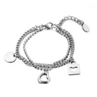 Titanium Steel Bracelet, with 1.96 lnch extender chain, polished, Double Layer & for man 