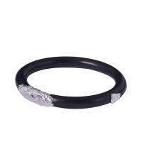 Black Sandalwood Bangle, with 925 Sterling Silver, Unisex, black, 60mm 