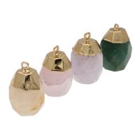 Natural Quartz Pendants, Brass, with Quartz 