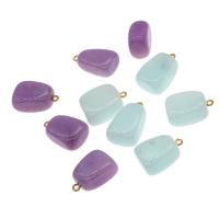 Natural Quartz Pendants, Brass, with Quartz, Cube 